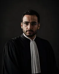 Maître Benjamin Taieb, avocat, en robe